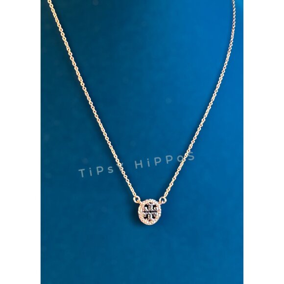 NEW!  Beautiful Tory Burch Rose Gold Miller Crystal Pave Necklace - Picture 4 of 6